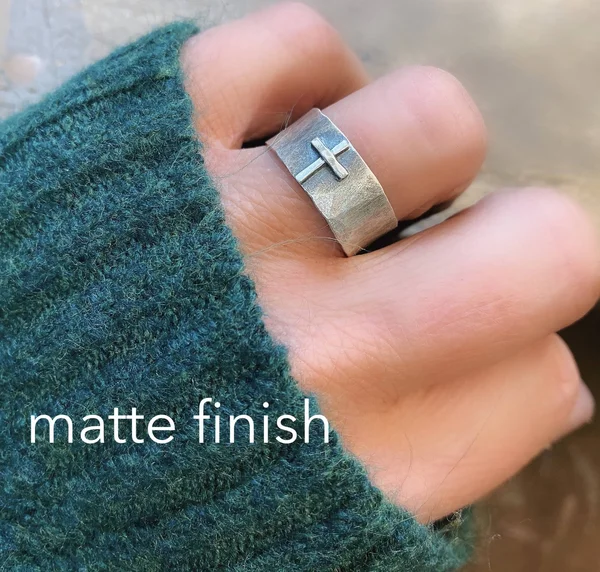Cross Ring - Sterling Silver Ring, Christian Ring, Baptism Gift, Confirmation Gift, Unisex Ring, Gift for Him, Gift for He