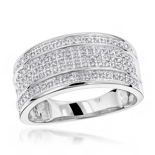 Luxurman 10K Gold Men's 2/5ct TDW 5-Row Diamond Ring - White - 9.5