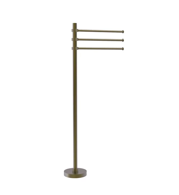 Allied Brass Towel Stand with 3 Pivoting 12-in Arms - Antique Brass