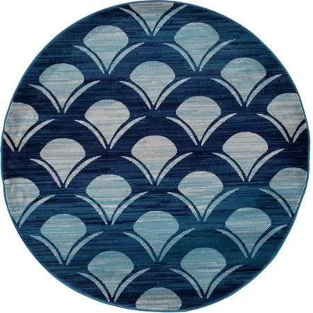 Highland Dunes Ceasar Waves Navy Indoor/Outdoor Area Rug - Size: 5'3 x 7'7, Blue