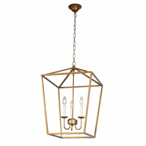 Foyer Lantern Pendant Light Fixture, DST Antique Brass Iron Cage Chandelier Indu 568646