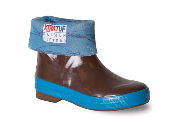 Salmon Sister Little Kid 8 in Legacy Boot by Xtratuf USA 100% Dry - in Chocolate with Whale Print, Rubber/Neoprene
