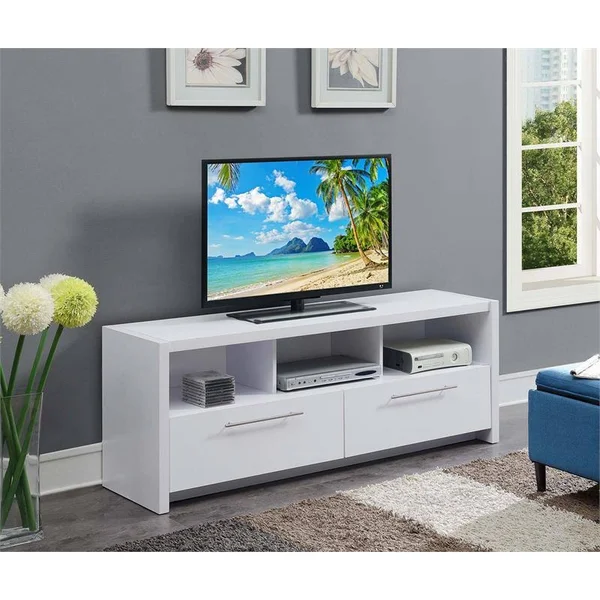 Pemberly Row 60x22 Wood TV Stand in White - PR-4753-1949393, 21.75" x 15.5"