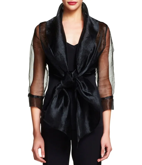 Adrianna Papell Organza Wrap Jacket - Black