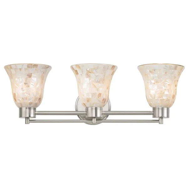 Bathroom Light with Mosaic Glass in Satin Nickel Finish