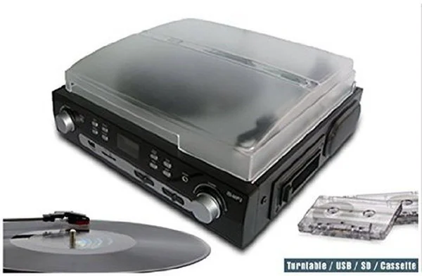 Digitnow Bluetooth Viny Record Player Turntable - Cassette, Radio and AUX in with USB Port and SD Encoding Remote Control, Built in