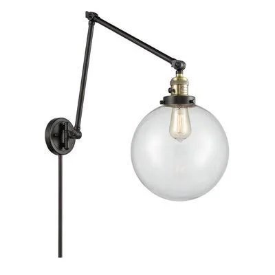 Maxwell 1 - Light Dimmable Swing Arm Greyleigh Finish: Black Antique Brass - Shade Color: Clear, Size: 32x22 H x 10x22 W x 32x22