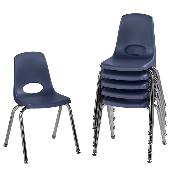 Factory Direct 16in Stack Chair Swivel Glide - 6-Pack - Navy