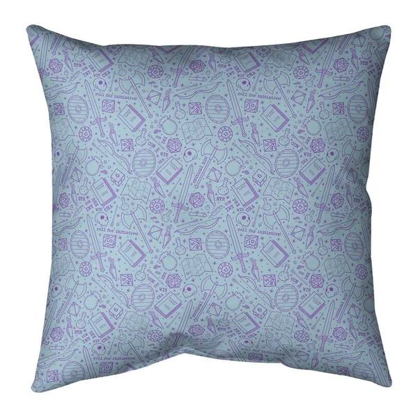 Full Color RPG Pattern Throw Pillow - 14 x 14 - Red - Cotton