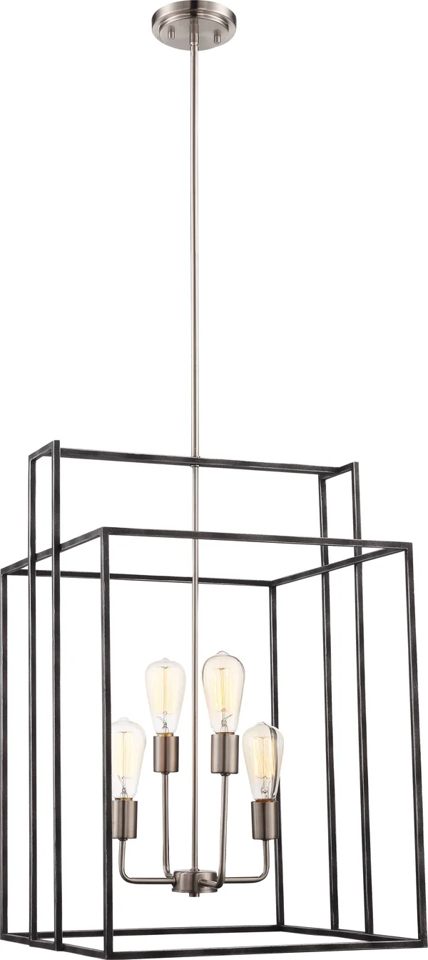 Nuvo Lighting Lake Pendant Iron Black, Brushed Nickel 4 Light
