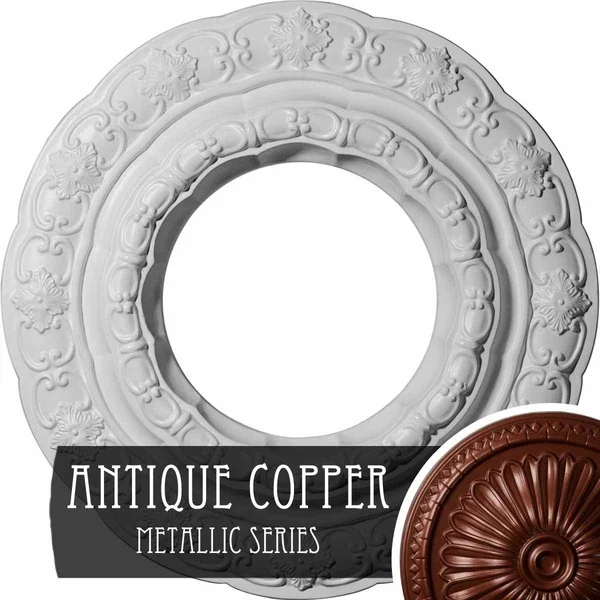 15 3/8x22OD x 7x22ID x 1x22P Lisbon Ceiling Medallion (Fits Canopies Up to 7x22), Hand-Painted Smokey Topaz