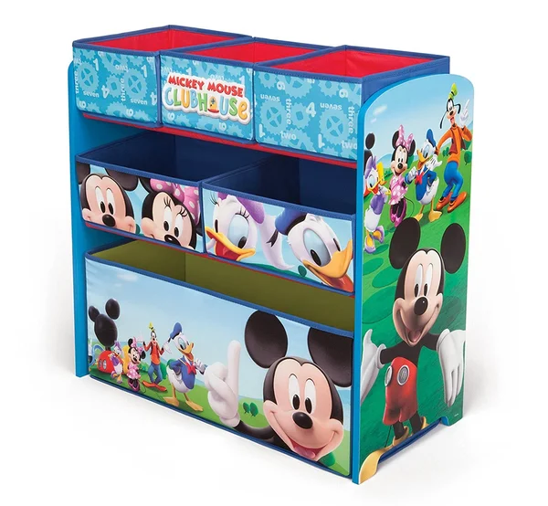 Disney Mickey Mouse Wooden Multi Bin Toy Organiser