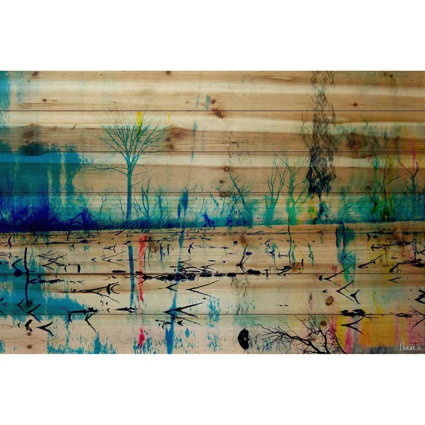 Parvez Taj Morrison Lake Art Print on Natural Pine Wood