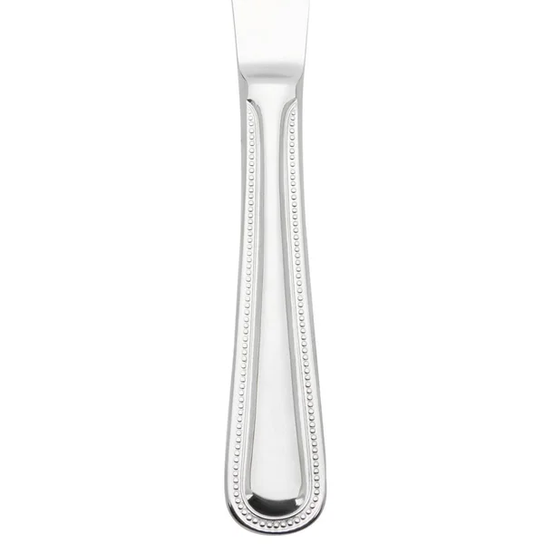 World Tableware 407 5501 Calais 10x22 18/8 Stainless Steel Extra Heavy Weight Solid Handle Dinner Knife with Serrated Blade - 12
