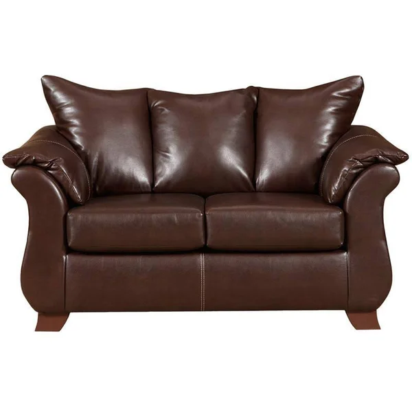 Exceptional Designs by Flash Taos Mahogany Leather Loveseat