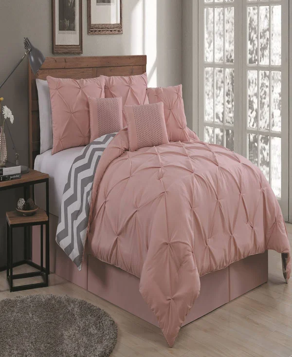 Avondale Manor Ella Pinch Pleat Comforter Set - Pink, King