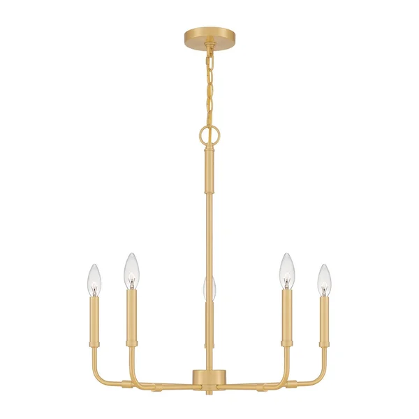 Quinn Five Light Chandelier Aged Brass - Exact Size