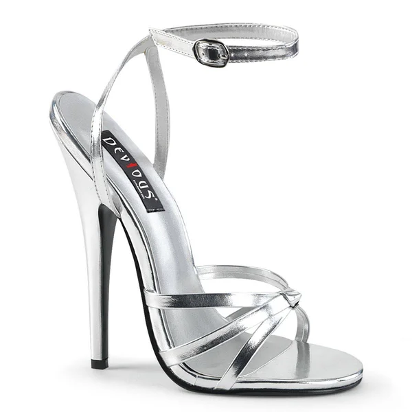 Devious - Domina-108 7, Silver Metallic PU