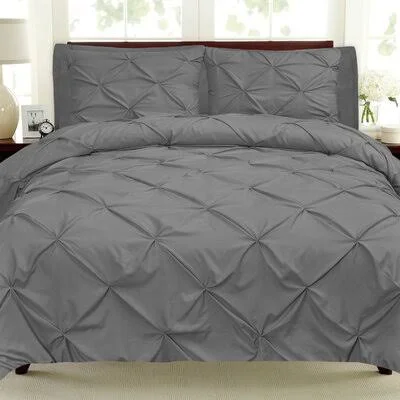 Hartle Luxury Pinch Pleat Pintuck Comforter Set Winston Porter Color: Gray/Gray - Size: King Comforter + 2 Shams + 6 Additional P