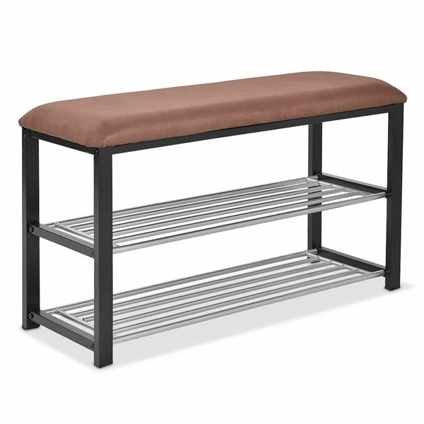 Costway 2 Tiers Shoe Storage Rack Soft Seat Bench