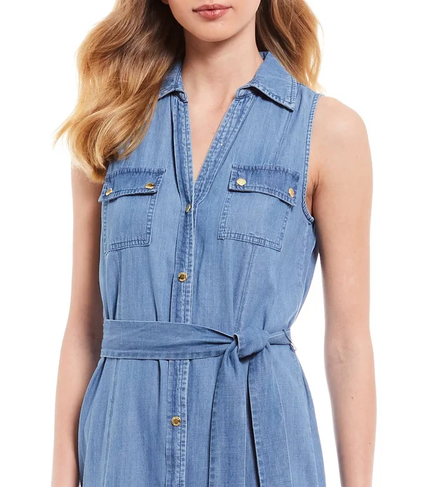 Michael Michael Kors Sleeveless Maxi ShirtWomen&s Dress Indigo : LG