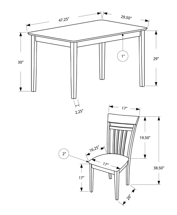 69.5x22 x 81.25x22 x 107x22 Walnut Beige Solid Wood Foam Veneer Microfiber 5pcs Dining Set
