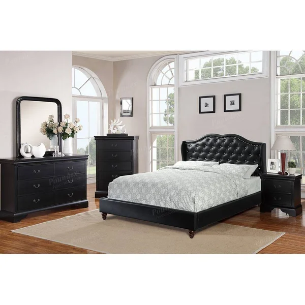 Magnificent Faux Leather Upholstered Full Size Bed Black