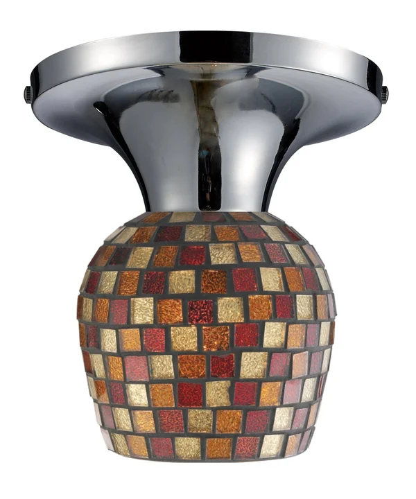 Elk Lighting Celina 1-Light Semi Flush in Chrome with Mosaic Glass