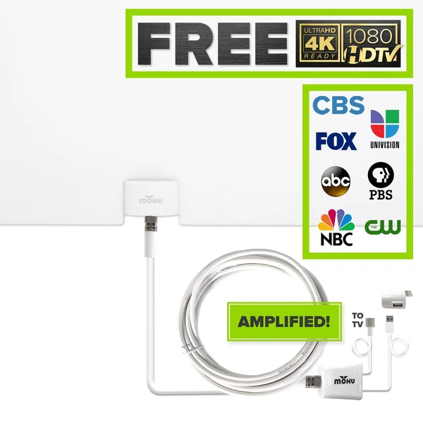 Mohu Leaf Glide HDTV Antenna - Indoor, Amplified, 65 Mile Range, Paper-thin, 16
