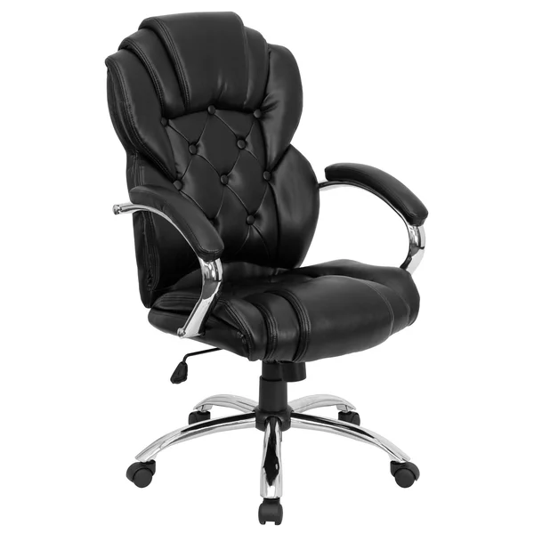47x22 Black High Back Transitional Executive Swivel Office Chair Arms