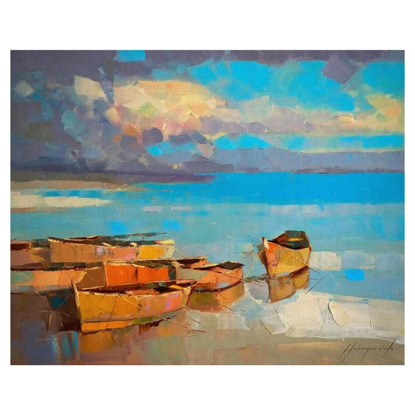 Fine Art Canvas Masterpiece Art Gallery Fishing Boats by Vahe Yeremyan Canvas Art Print - Size: 30 x 40