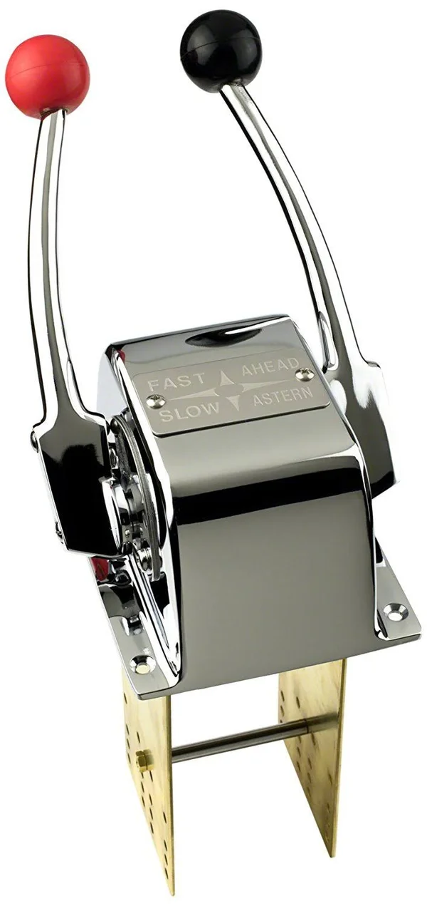 Pactrade Marine Twin Lever Engine Control Made of Chrome Plated Brass for Boat P60058