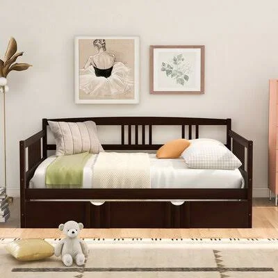 Daybed with Trundle Red Barrel Studio Color: Espresso - Size: Full
