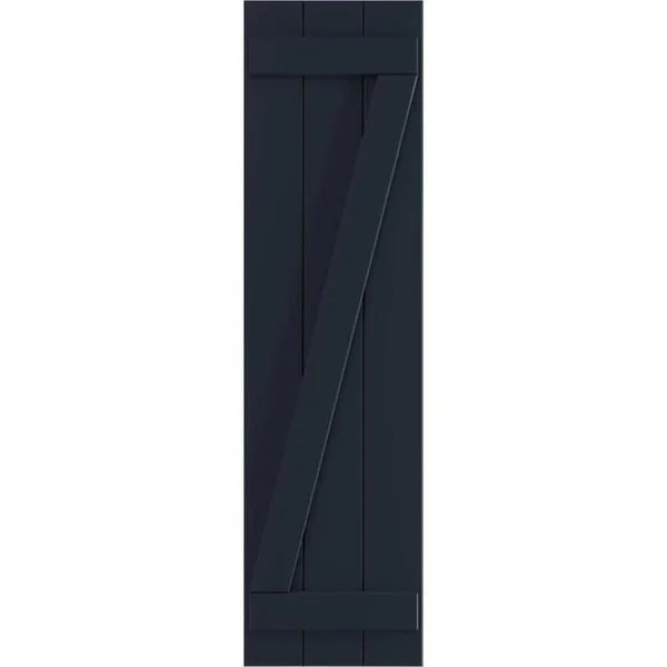 Ekena Millwork 16-1/8x22 x 67x22 True Fit PVC Three Board Joined Board and Batten Shutters w/Z-Bar - Starless Night Blue (Per Pai