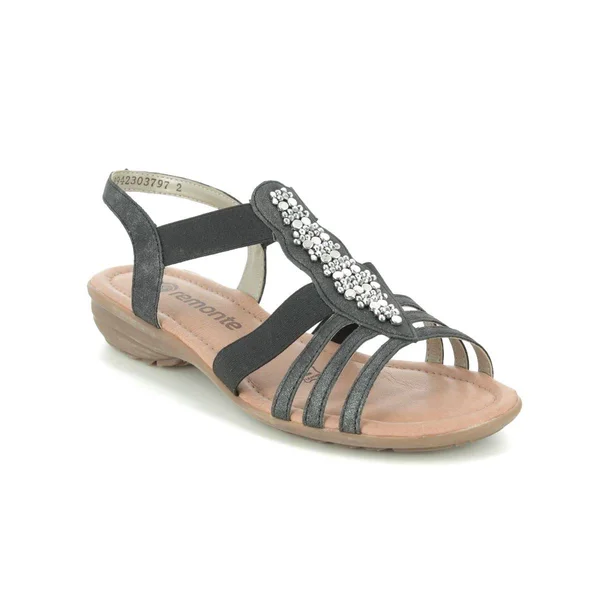 Remonte Odet Dark Grey Womens Comfortable Sandals R3660-45 in Size 41