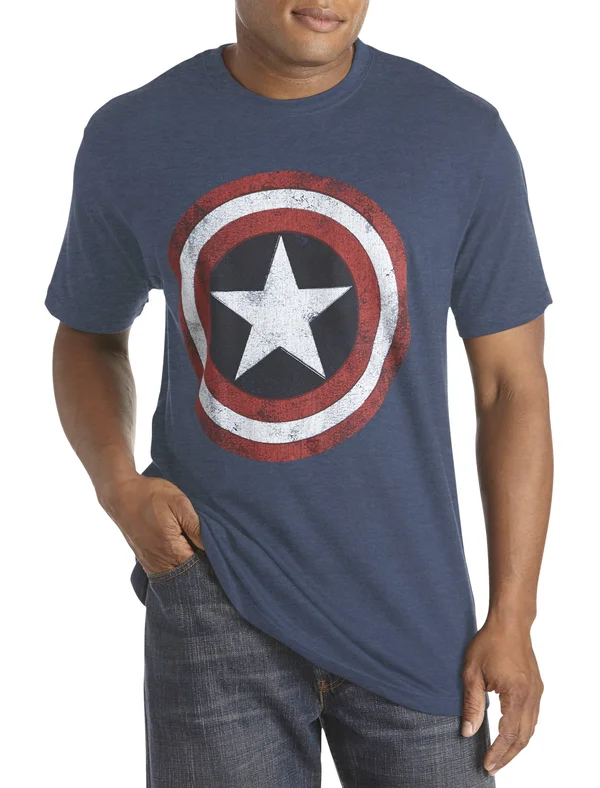 Big and Tall - Marvel Comics Captain America Graphic Tee - Size 4XL, Blue