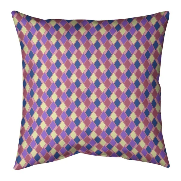 Retro Diamonds Throw Pillow - 16 x 16 - Green & Teal - Linen