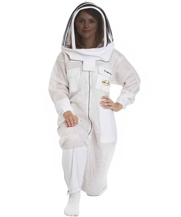 Natural Apiary - Zephyros Protect Beekeeping Suit - White - Clear View Fencing Veil - Keep Fresh & Comfortable with Maximum