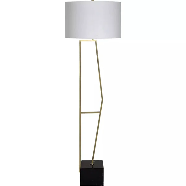 Notre Dame Design LPF3117 Geva Floor Lamp - Antique Brushed Plated Brass, Black Marble