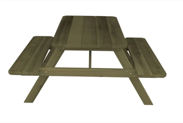 Western Red Cedar Picnic Table with Attached Benches 4ft, Gray Stain, Include Standard Size Umbrella Hole