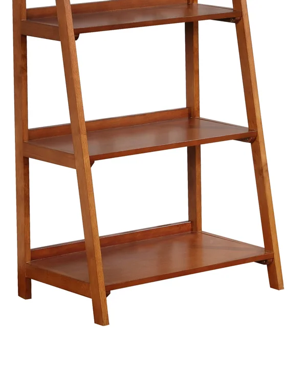 Benzara Ladder Style Wooden Bookcase with 5 Spacious Shelves - Brown