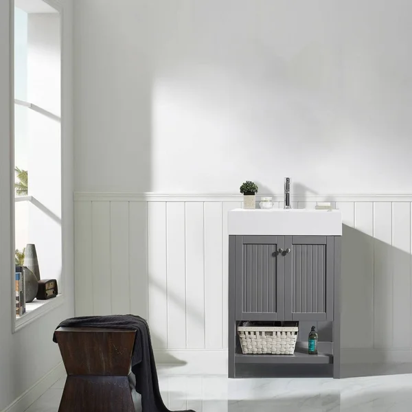 Vinnova Pavia 28x22 Single Vanity in Grey with Acrylic Under-Mount Sink