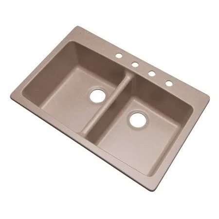 Solidcast 579415Q Waterbrook 33x22 L x 22x22 W Kitchen Sink Finish: Desert Sand, Faucet Drillings: 4 Hole