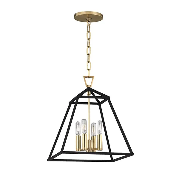 Pendants 4 Light with Aged Brass Finish Candelabra Base Bulbs 14 inch 240 Watts