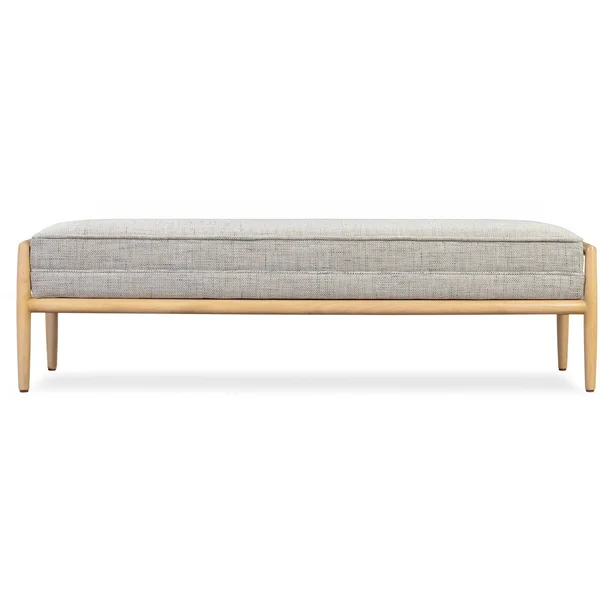 Kardiel Fritz 55x22 Fabric and Leather Bench Hessian Flecked