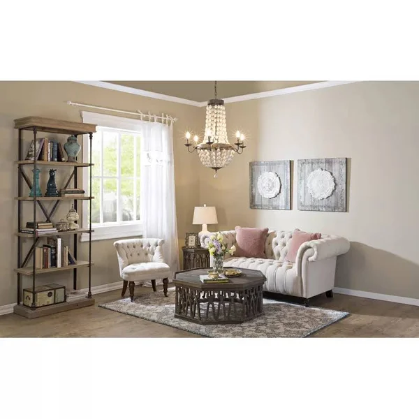 Bargas 6 - Light Unique - Statement Empire Chandelier with Wood Accents - Brown