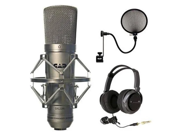 CAD Audio GXL2200 Cardioid Condenser Microphone with Full-Size Headphones and Audio Microphone Pop Filter