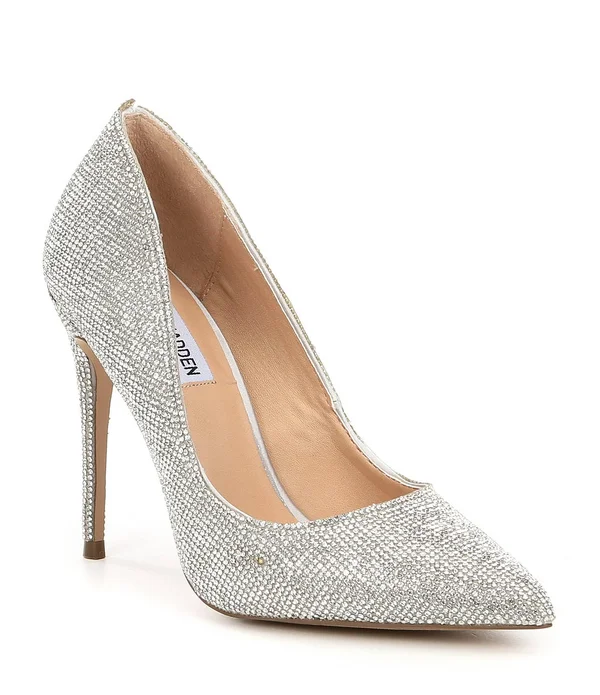 Steve Madden Daisie Crystal Jeweled Pointed Toe Pumps - 5.5M