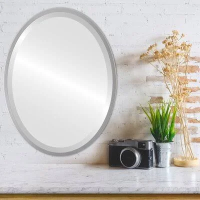 Javion Framed Oval Mirror - Rubbed Black Ivy Bronx Finish: Silver Spray - Size: 31.12x22 H x 41.12x22 W