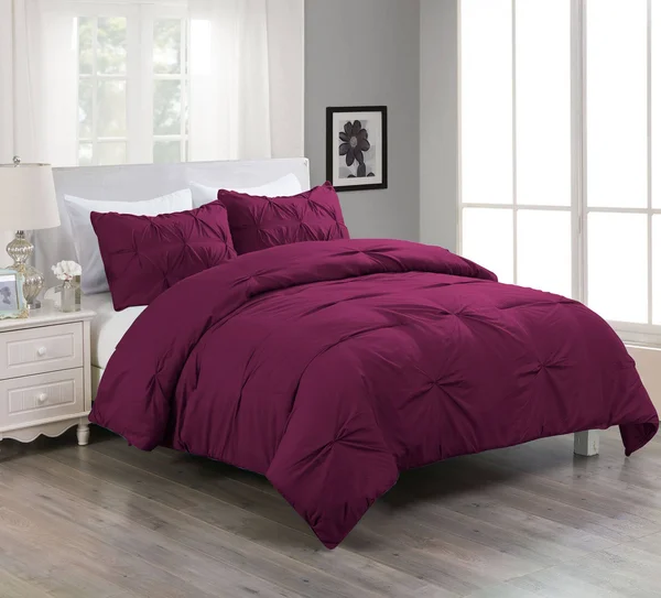 Lotus Home Water and Stain Resistant Pintuck Microfiber Comforter Mini Set - Size: King, Fig
